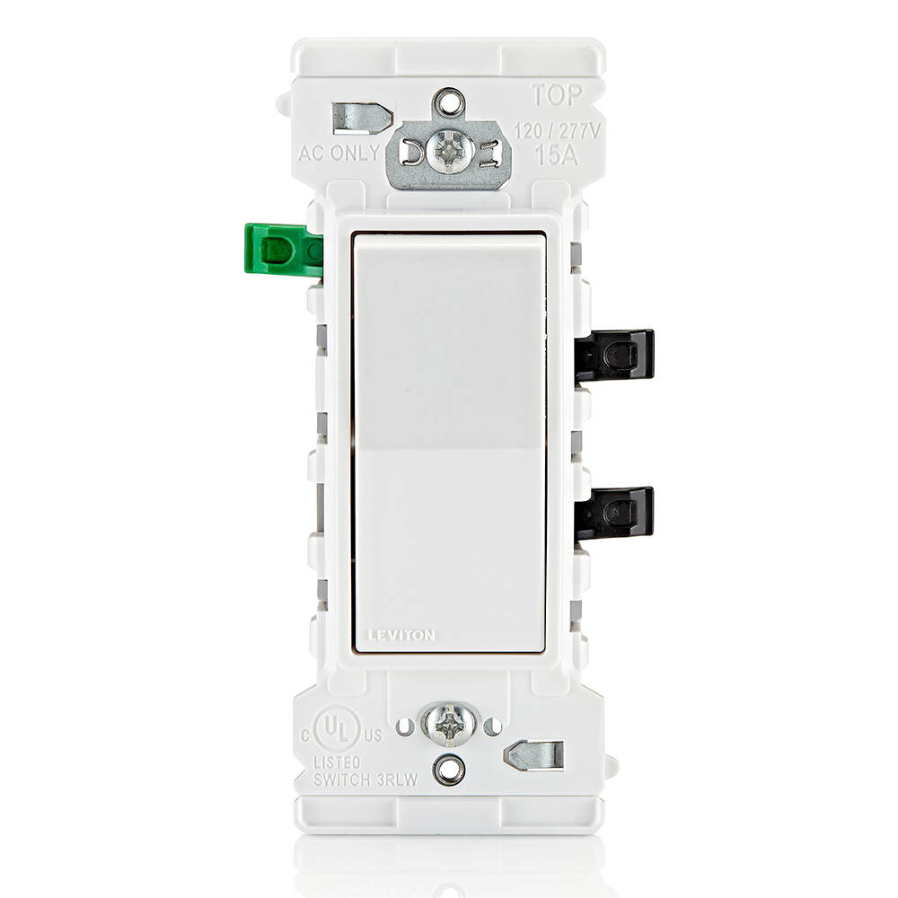 Leviton Decora Edge 15A Single Pole Rocker Switch, White (E5601)