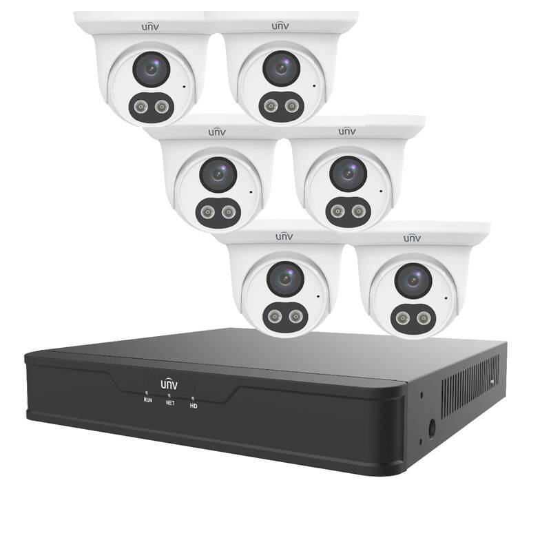 Uniview UNV Smart Dual Light Camera Kit 8 Channel NVR + 6x 4MP Turrets, 1TB HDD (EKDL-S31P8T46T2)