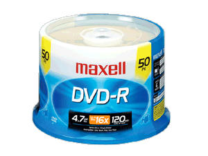 Maxell 50Pk DVD-R sans 16X 4,7 Go enregistreur Spdl
