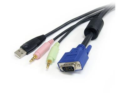 Cable KVM USB VGA 4 en 1 de 3 m con audio y micrófono de Startech.Com