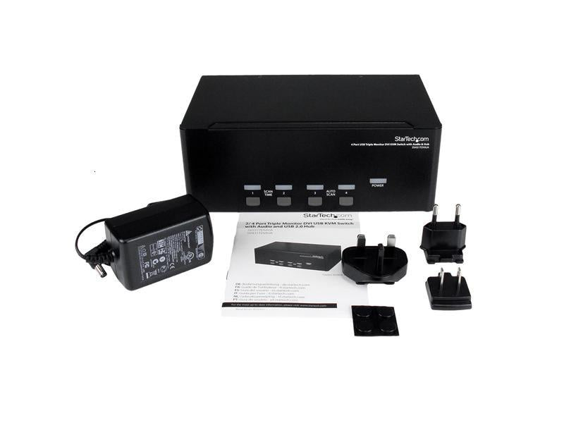 Startech.Com 4 Port Triple Monitor Dvi Usb Kvm Switch With Audio &