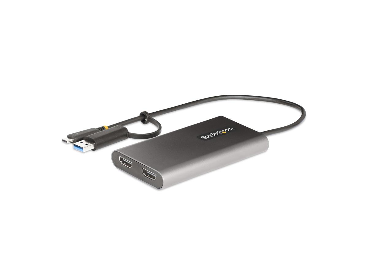 Adaptador Startech USB-C a HDMI dual (USB-C o A a HDMI 2X, 4K 60H)