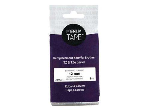 Cinta flexible premium Brother Tze-Fx231 negra/blanca de 12 mm