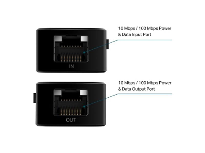 Extension PoE Fast Ethernet TP-Link, port 1, entrée PoE RJ45 10/100 Mbps
