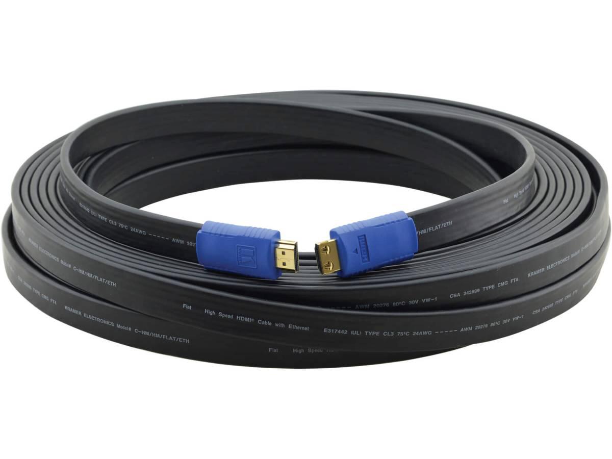 Câble HDMI plat Kramer (mâle - mâle) avec Ethernet (1,8 m)