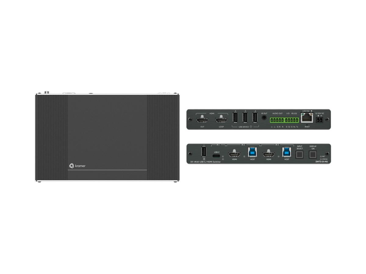 Kramer Swt3-31-Hu - Commutateur vidéo/audio/USB - 3x1, 4K60 - 3 ports