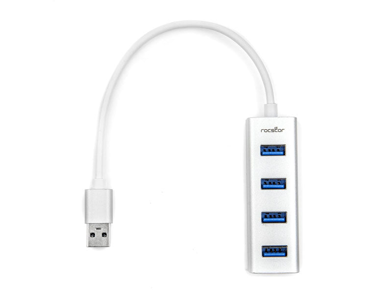 Rocstor Premium Portable 4 Port Superspeed Mini Usb 3.0 Hub - Alum