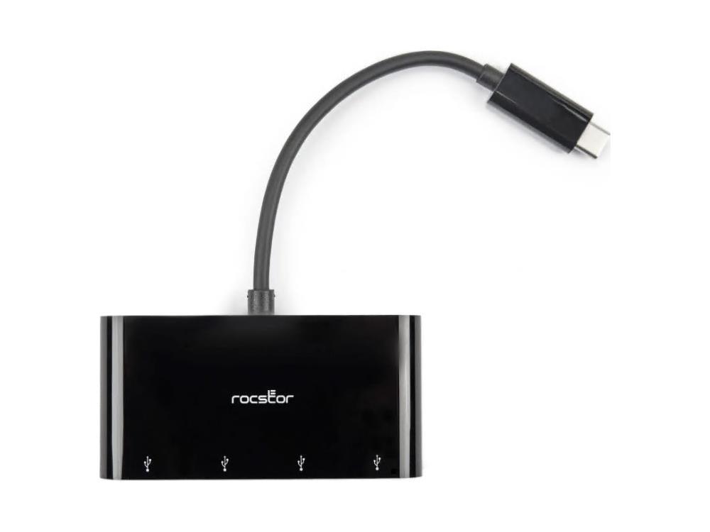 Rocstor Premium Portable 4 Port Hub - Usb-C To 4X Usb-A Slim Hub -