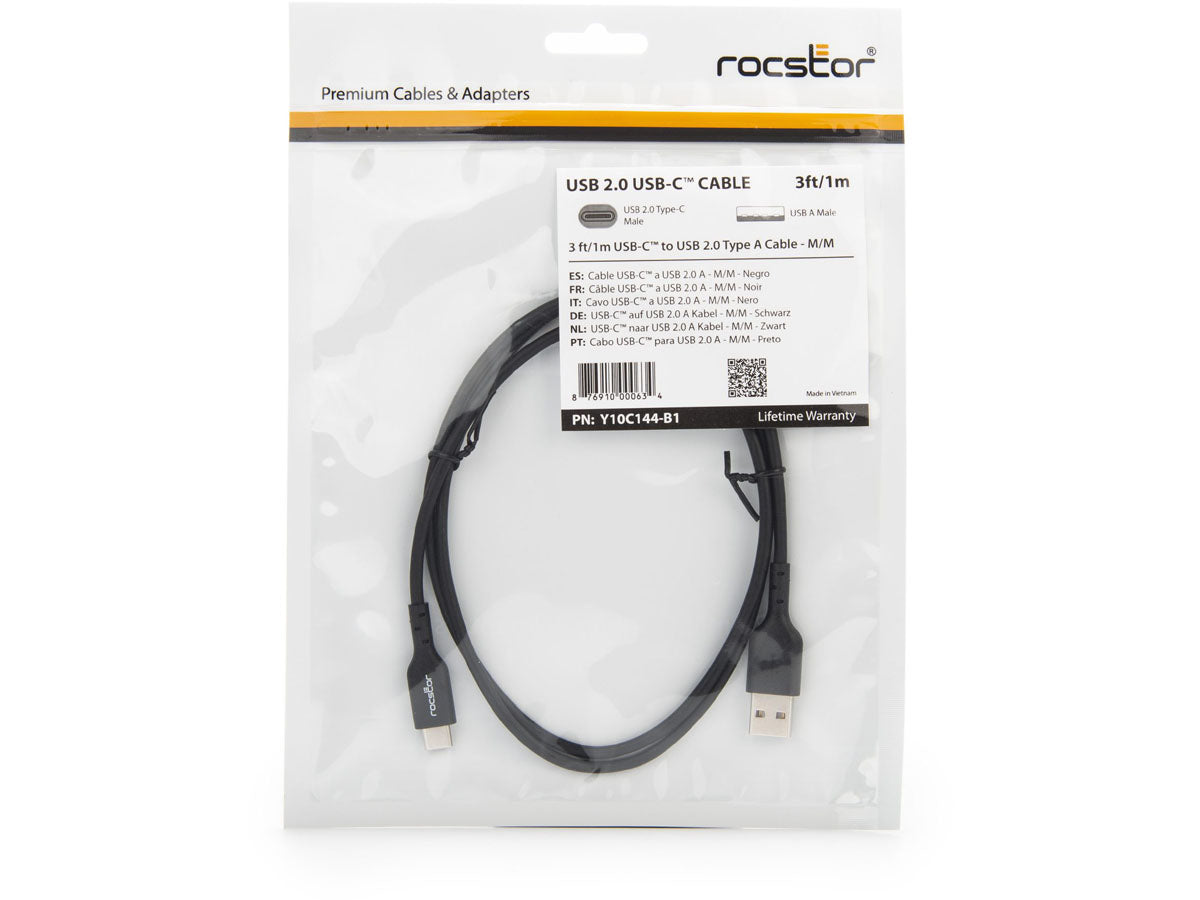 Cable USB-C a USB-A Rocstor Premium (90 cm) - Macho/Macho - Tipo USB