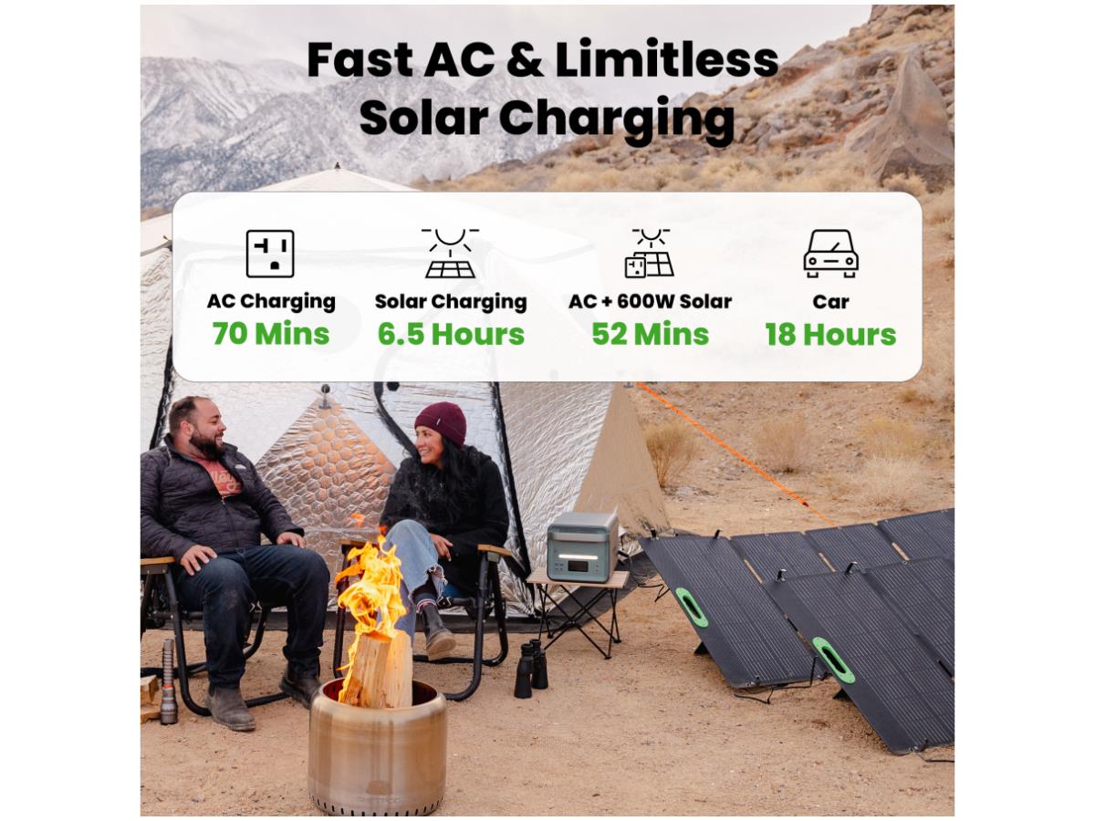 Centrale électrique portable à semi-conducteurs de 4 000 W + 3 panneaux solaires de 200 W