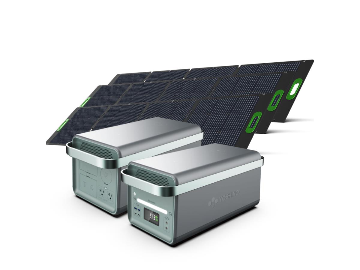 Centrale électrique portable à semi-conducteurs de 4 000 W + 3 panneaux solaires de 200 W