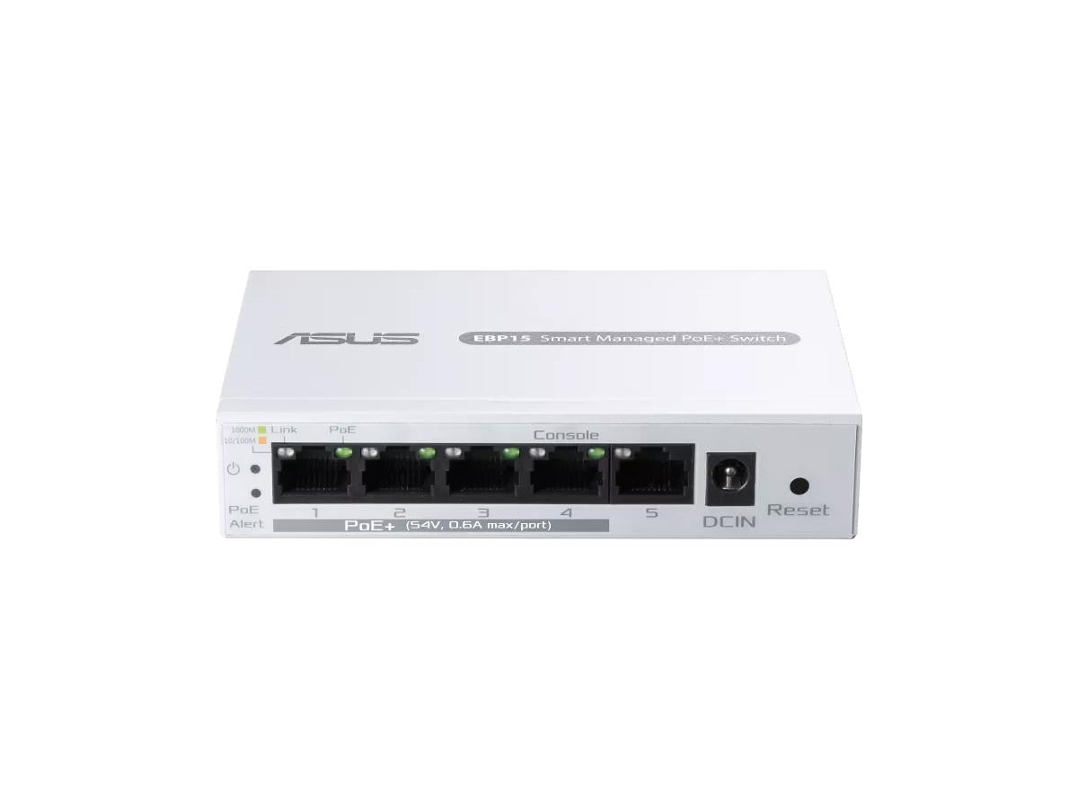 Switch PoE+ inteligente gestionable Asus Expertwifi Ebp15 de 5 puertos Gigabit Ethernet (4 puertos PoE+)