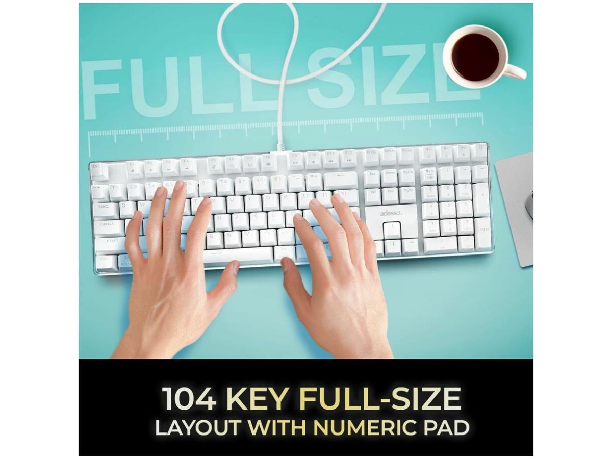 Adesso AKB-680Uw - Clavier mécanique rétroéclairé multi-touches avec pavé numérique