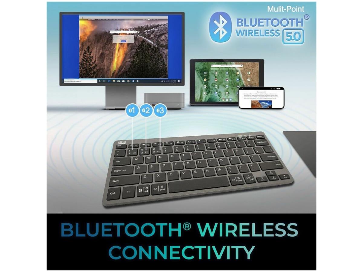 Mini-clavier Bluetooth Adesso Multi Os avec interrupteur à ciseaux