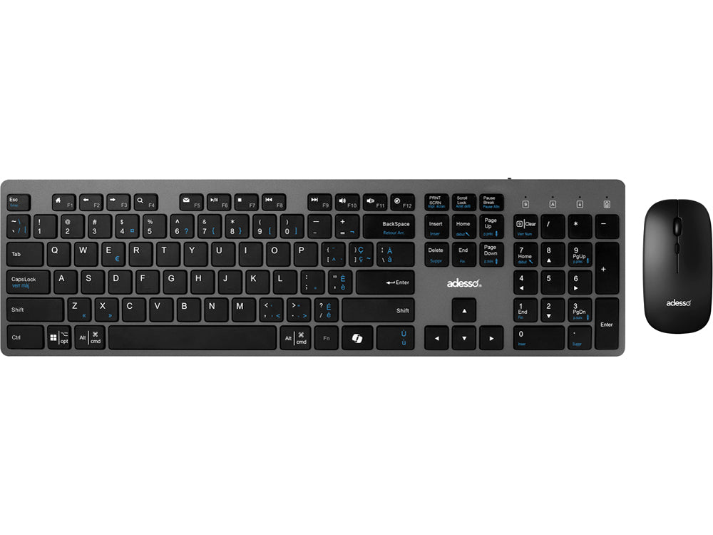 Teclado y ratón de escritorio inalámbricos Adesso Multi OS Scissor Switch