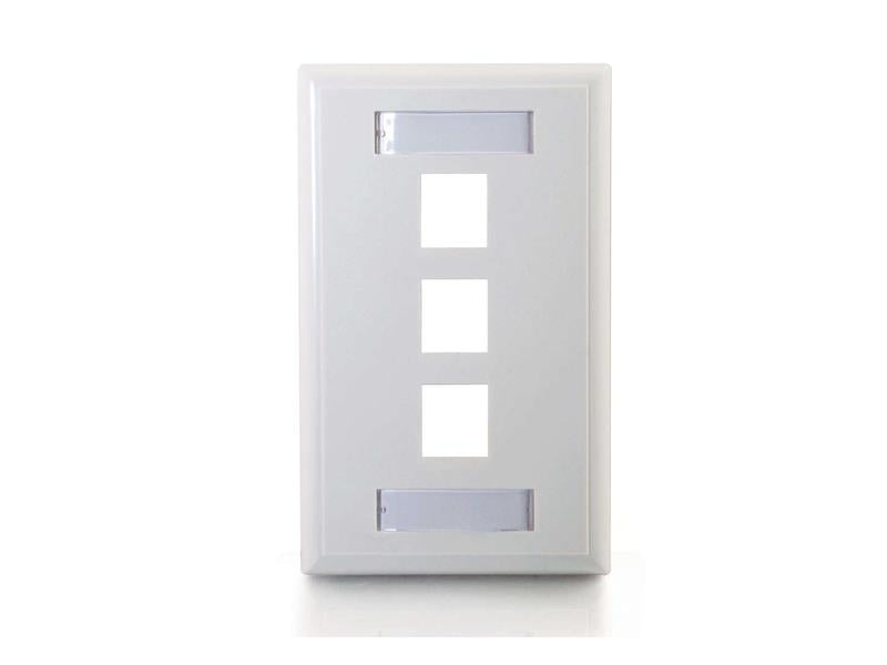 C2G 3-Port Keystone Wallplate Wht