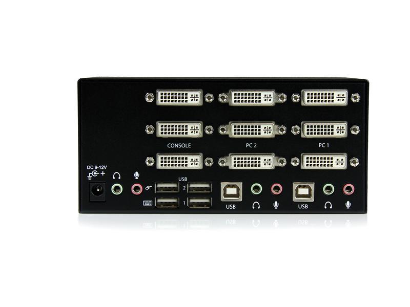 Startech.Com Conmutador KVM USB DVI de 2 puertos para triple monitor con audio y