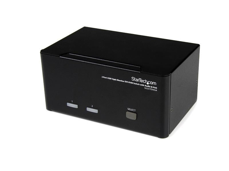 Startech.Com Conmutador KVM USB DVI de 2 puertos para triple monitor con audio y