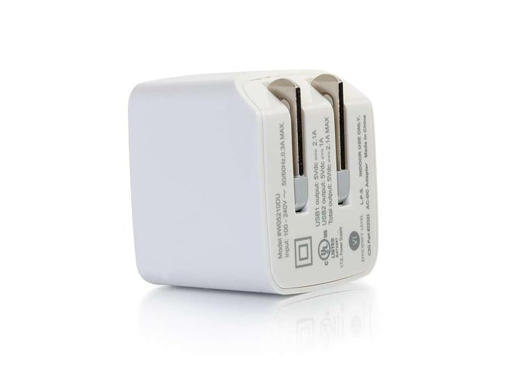 Adaptador USB CA C2G de 2,1 A con puerto dual
