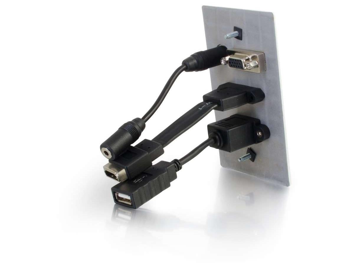 C2G Single Gang WP HDMI VGA USB 3,5 mm - Blanc