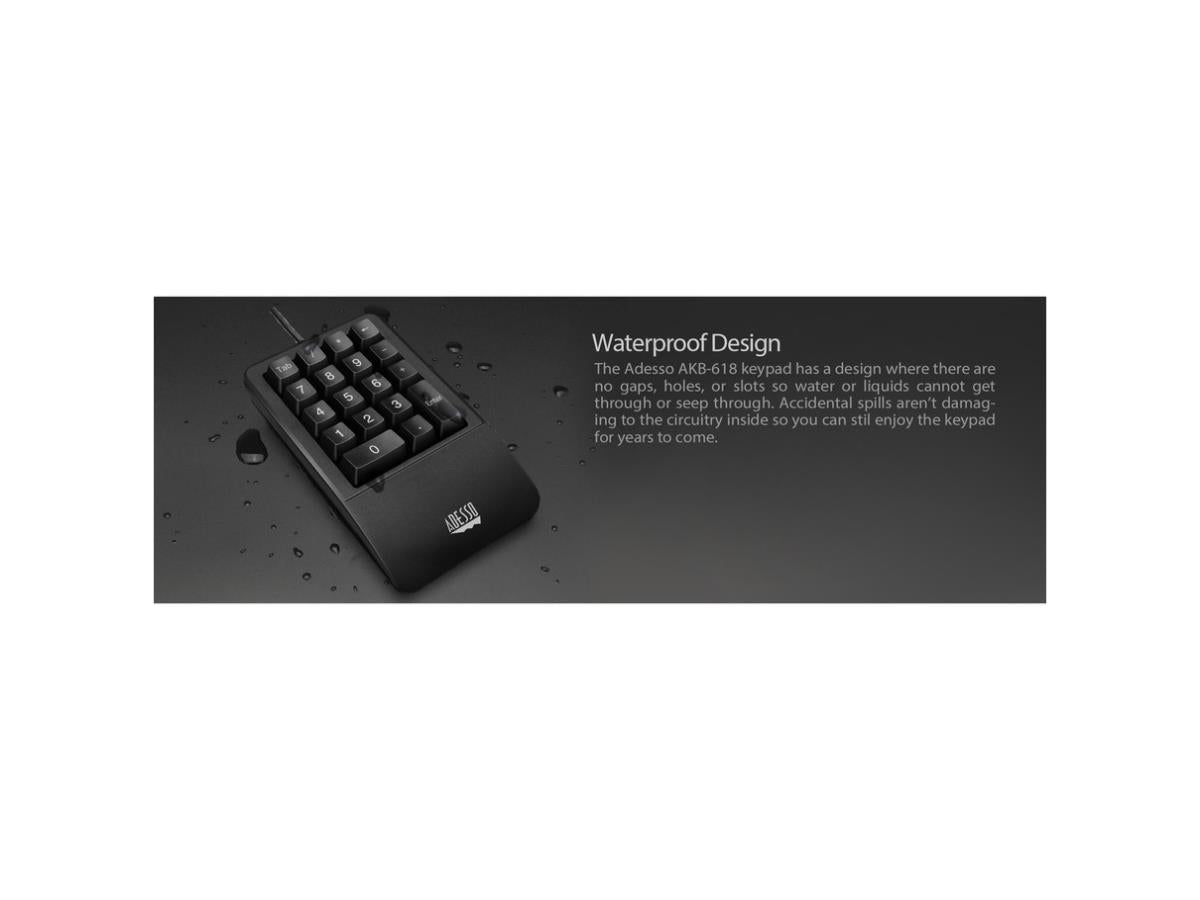 Adesso Ergo 18 touches anti-éclaboussures Nmrc Kpd