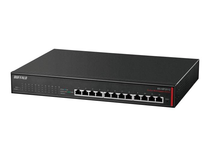 Switch PoE Gigabit no administrado Buffalo - Chasis metálico con puerto de larga duración