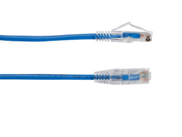 Cable Slim-Net de PVC de calibre 28, antienganches, color azul, 30 cm, de Black Box Corp.