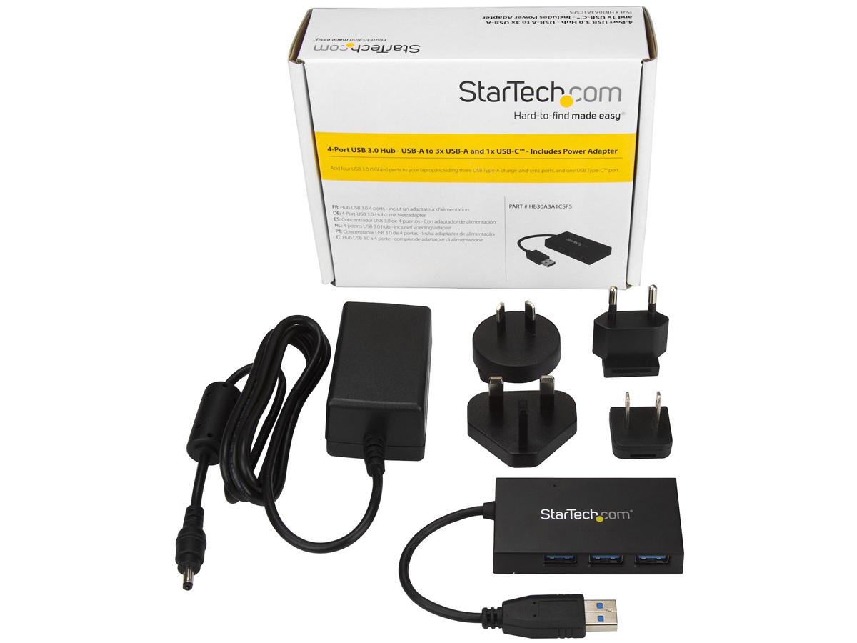 Concentrador USB 3.0 de 4 puertos Startech.Com, concentrador USB tipo A con 1 puerto USB-C y 3 puertos USB-C