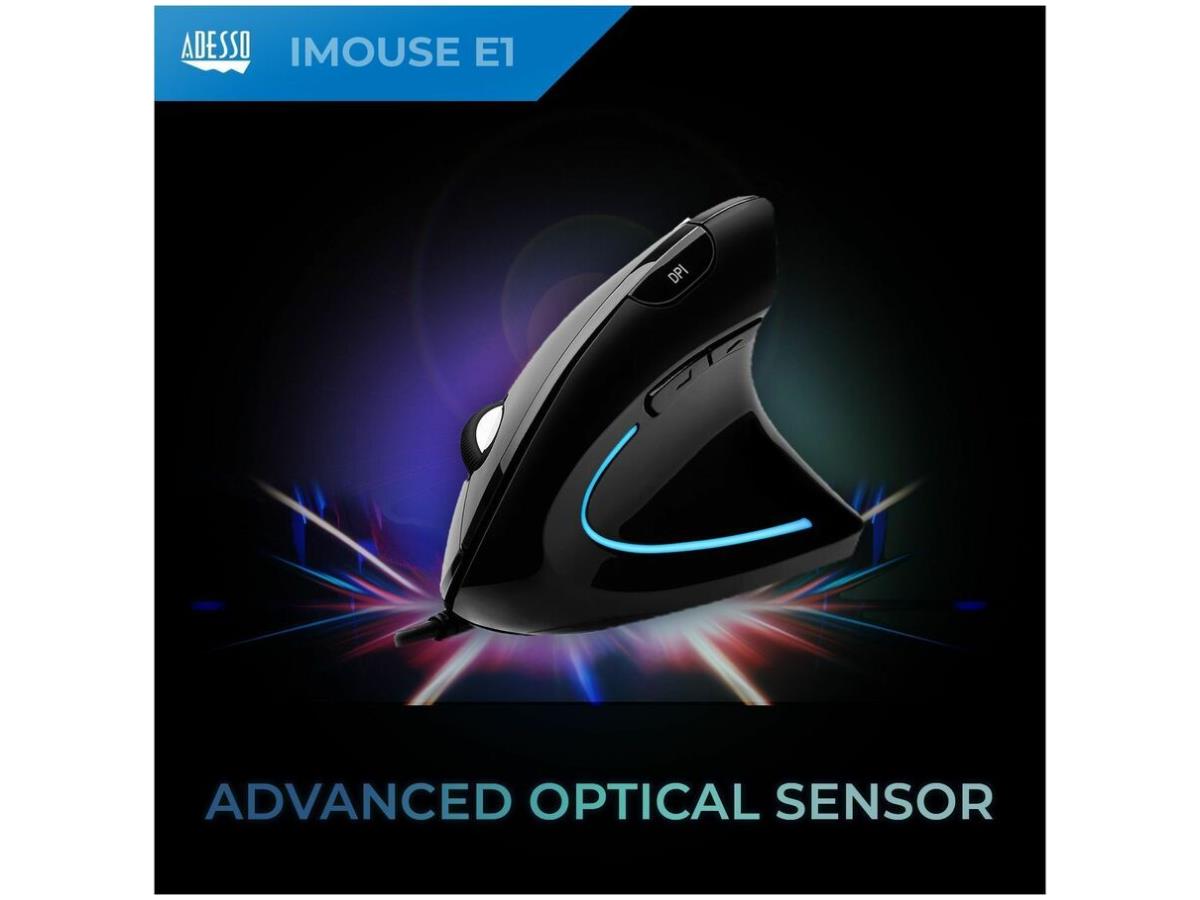 Adesso Vert Ergo Mse 3 Btn Switch Dpi Usb Noir