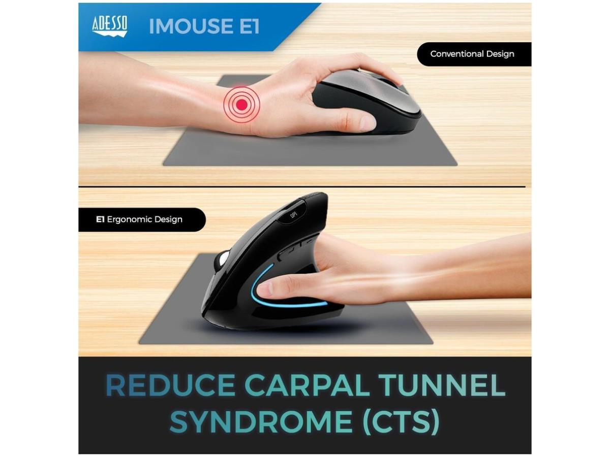 Adesso Vert Ergo Mse 3 Btn Switch Dpi Usb Noir
