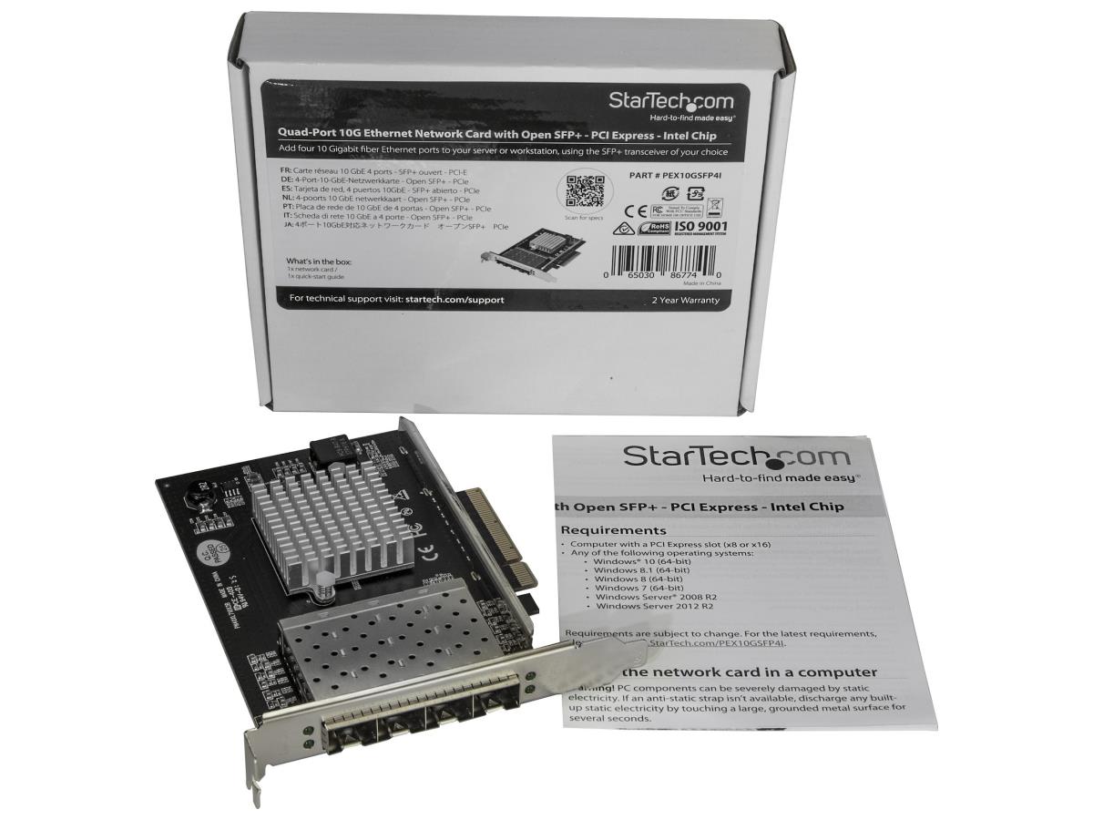 Tarjeta de red Startech.Com de cuatro puertos 10G SFP+, Intel XL710 Open SFP