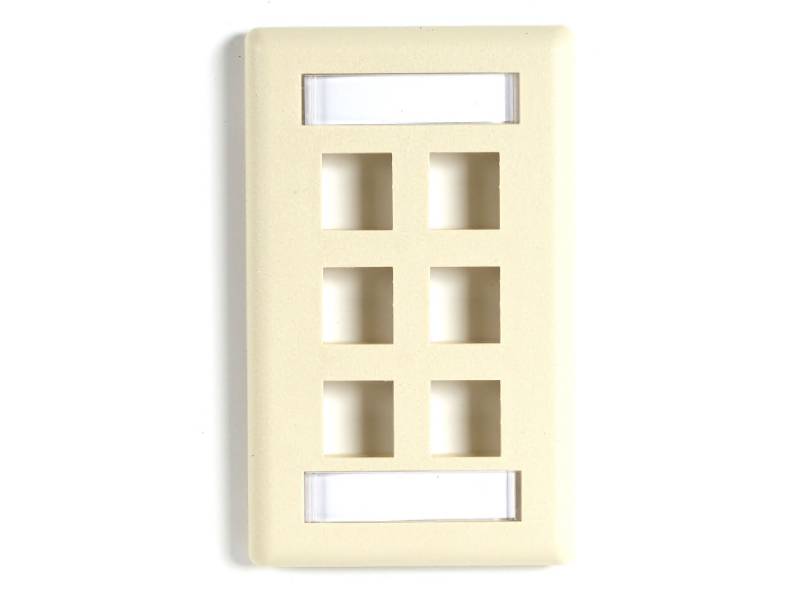 Plaque murale en plastique Black Box Corp, simple, 6 ports, clé