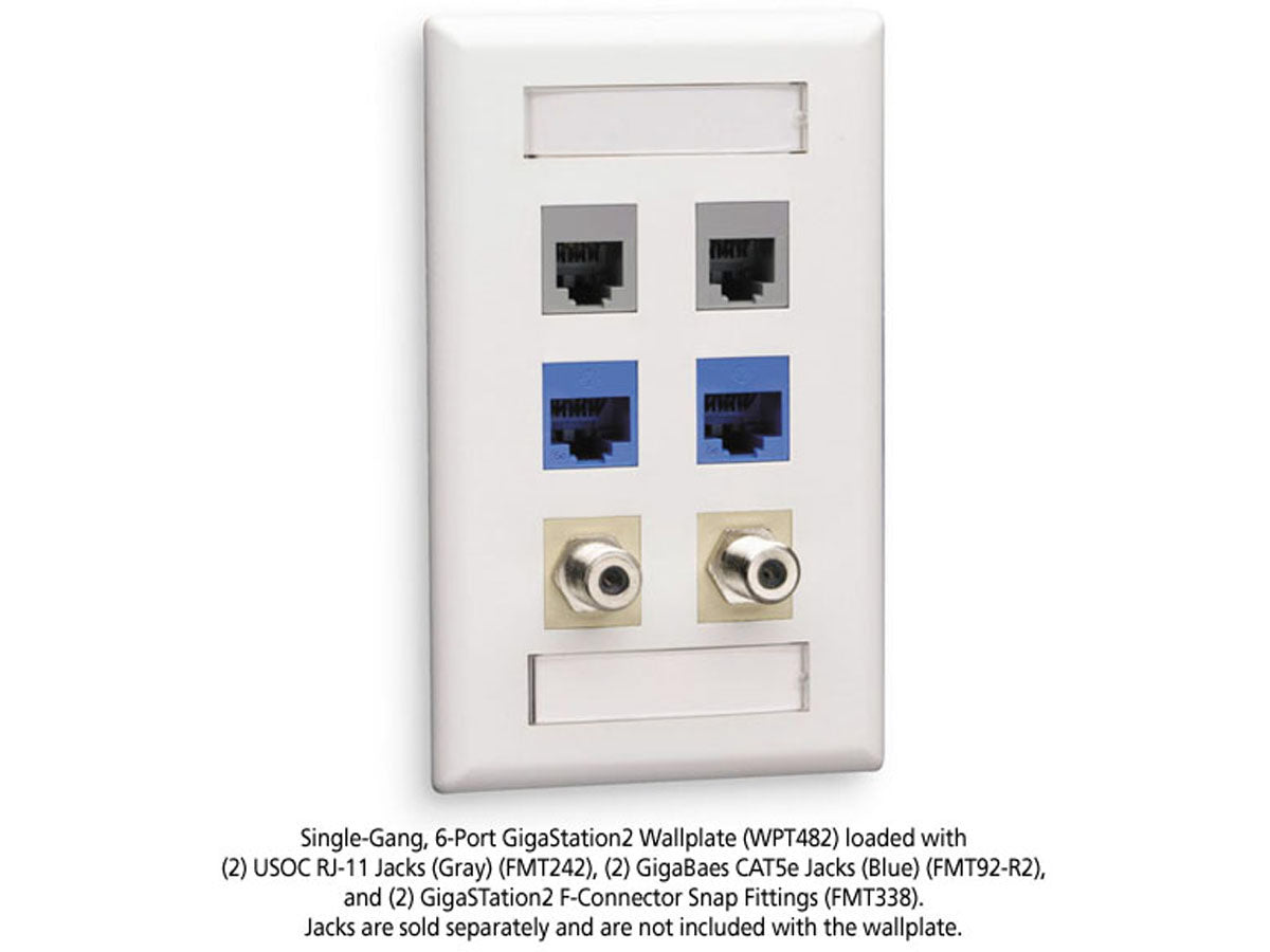 Plaque murale Black Box Corp Tion2, 6 ports simple calibre Wpt482