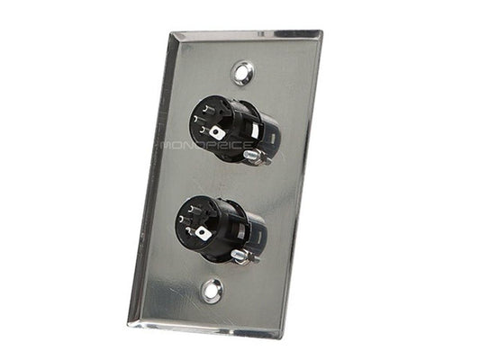 Monoprice 2-Port 3-Pin Xlr Male Zinc Alloy Wall Pl