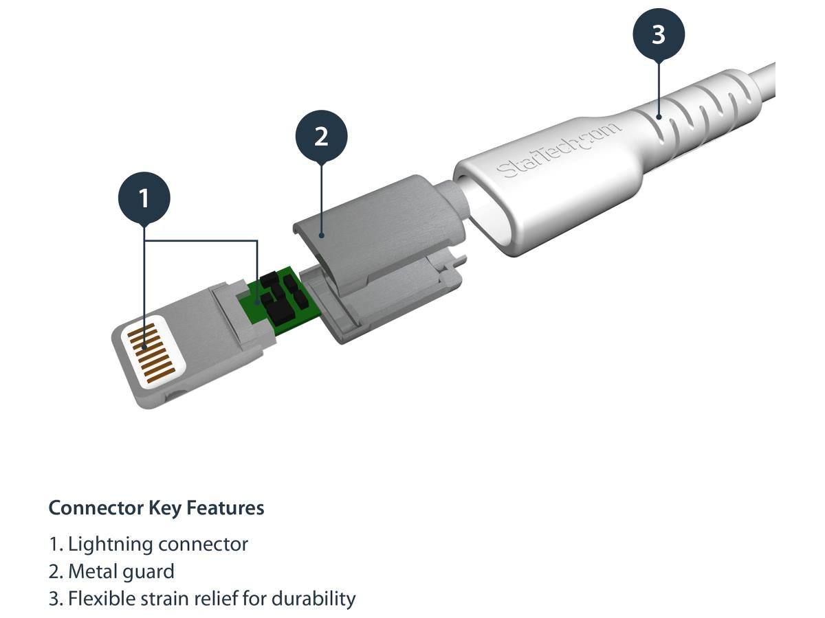 Cable USB-A a Lightning Startech.com blanco duradero de 2 m (6 pies), resistente