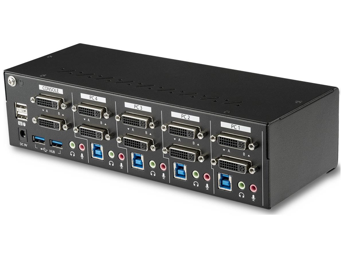 Startech.Com Conmutador KVM DVI de 4 puertos y doble monitor con doble enlace 1440P