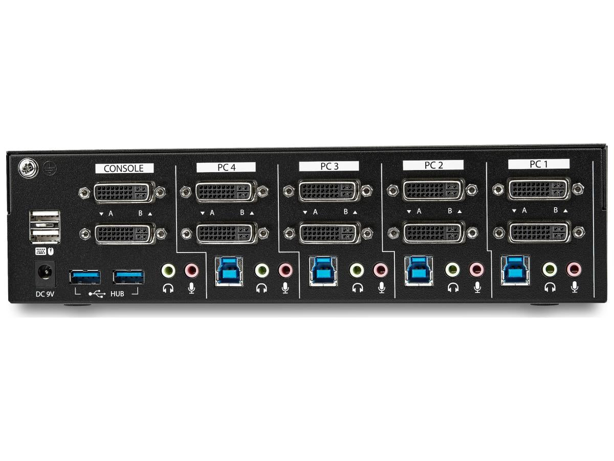 Startech.Com Conmutador KVM DVI de 4 puertos y doble monitor con doble enlace 1440P