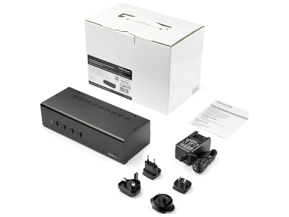 Startech.Com Conmutador KVM DVI de 4 puertos y doble monitor con doble enlace 1440P