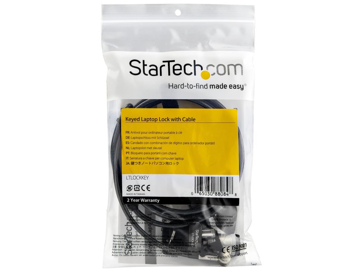 Candado con cable para portátil Startech.Com de 2 m (6 pies) con llaves, seguridad con llave