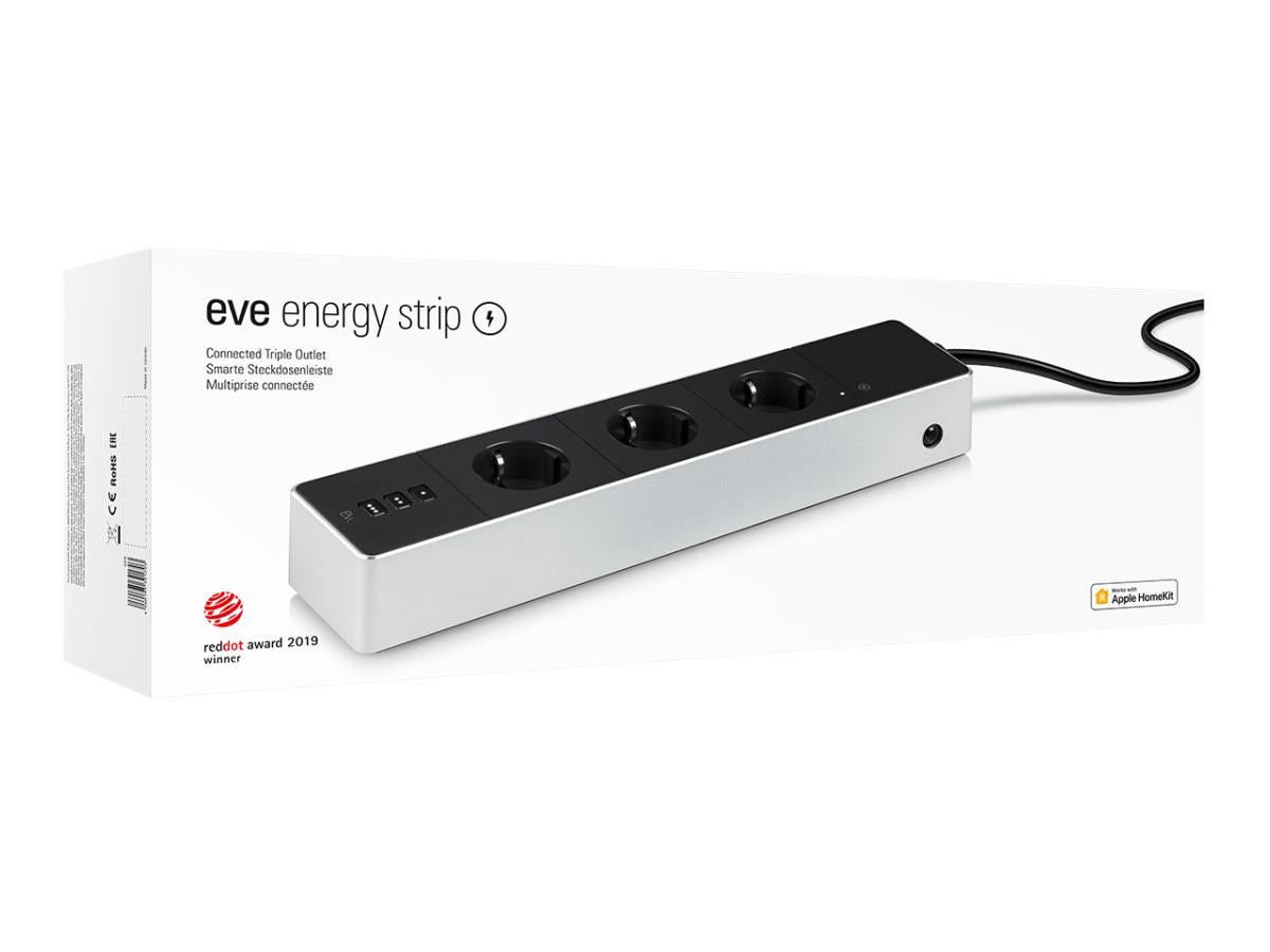 Regleta Eve Energy Strip con toma de corriente triple conectada