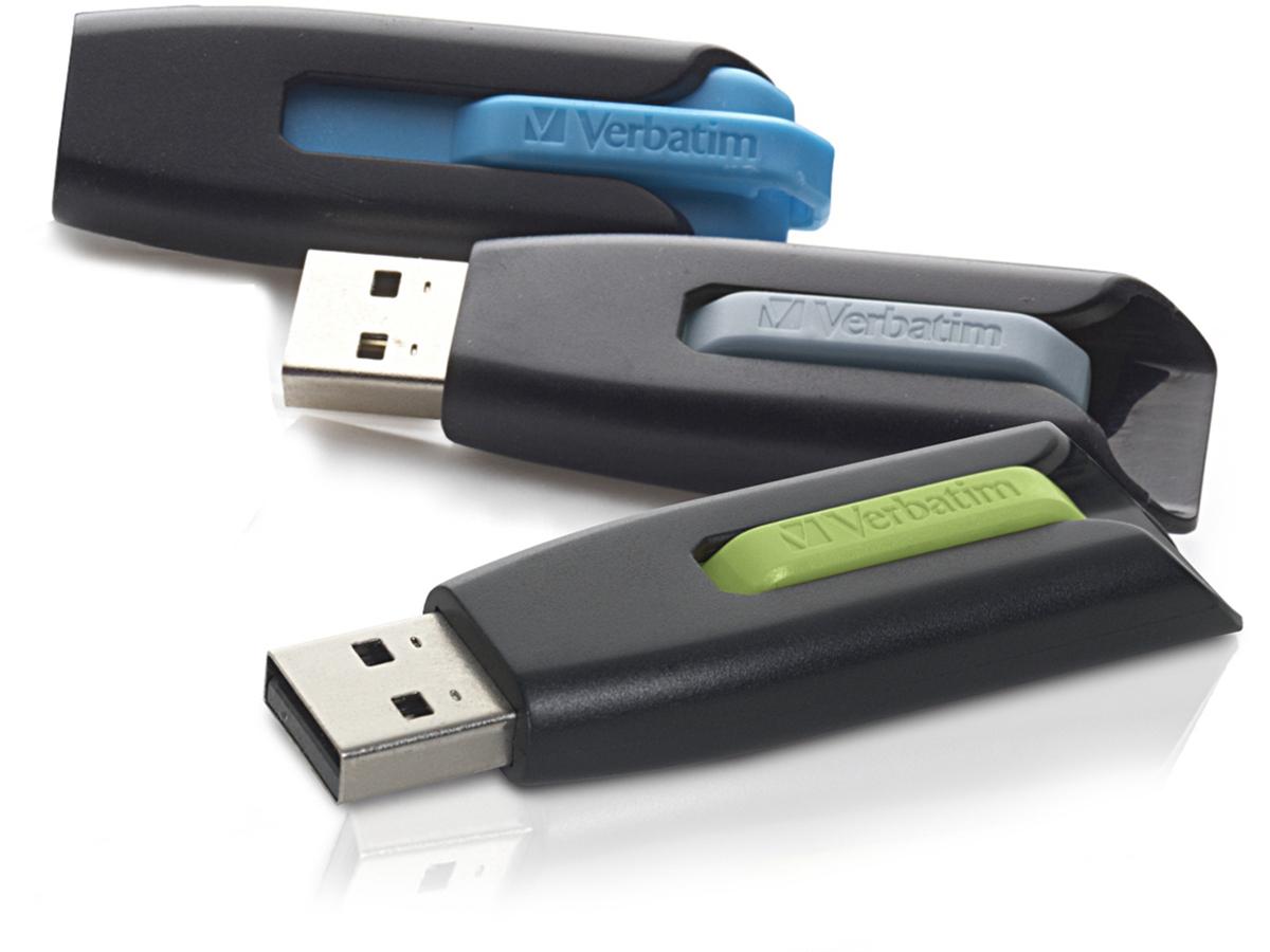 Unidad flash USB 3.2 Gen 1 Store N Go V3 de 16 GB de Verbatim, paquete de 3, color azul