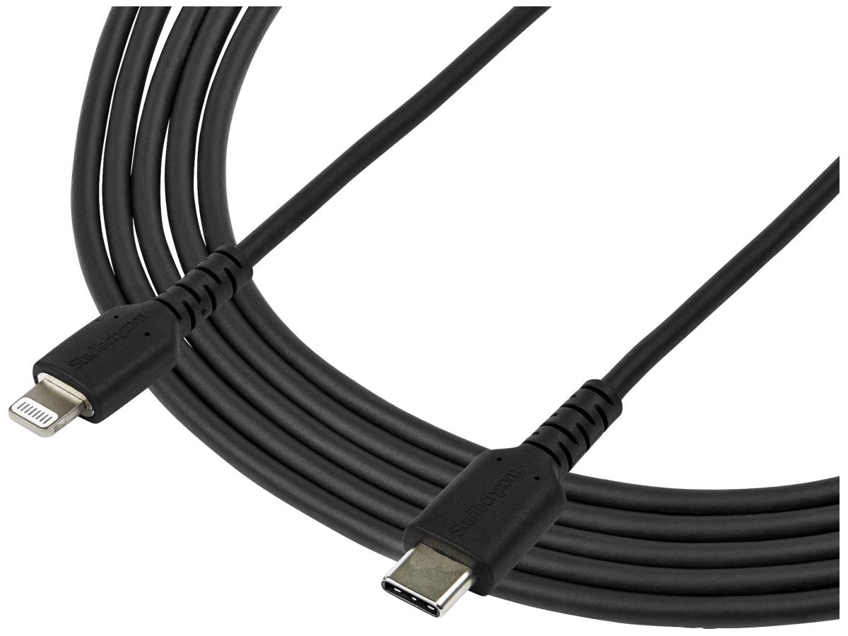 Cable USB-C a Lightning Startech.com de 2 m (6 pies) negro resistente, resistente