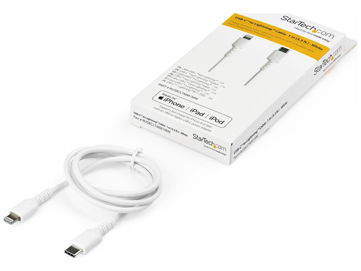 Câble USB-C vers Lightning blanc durable Startech.Com (1 m)
