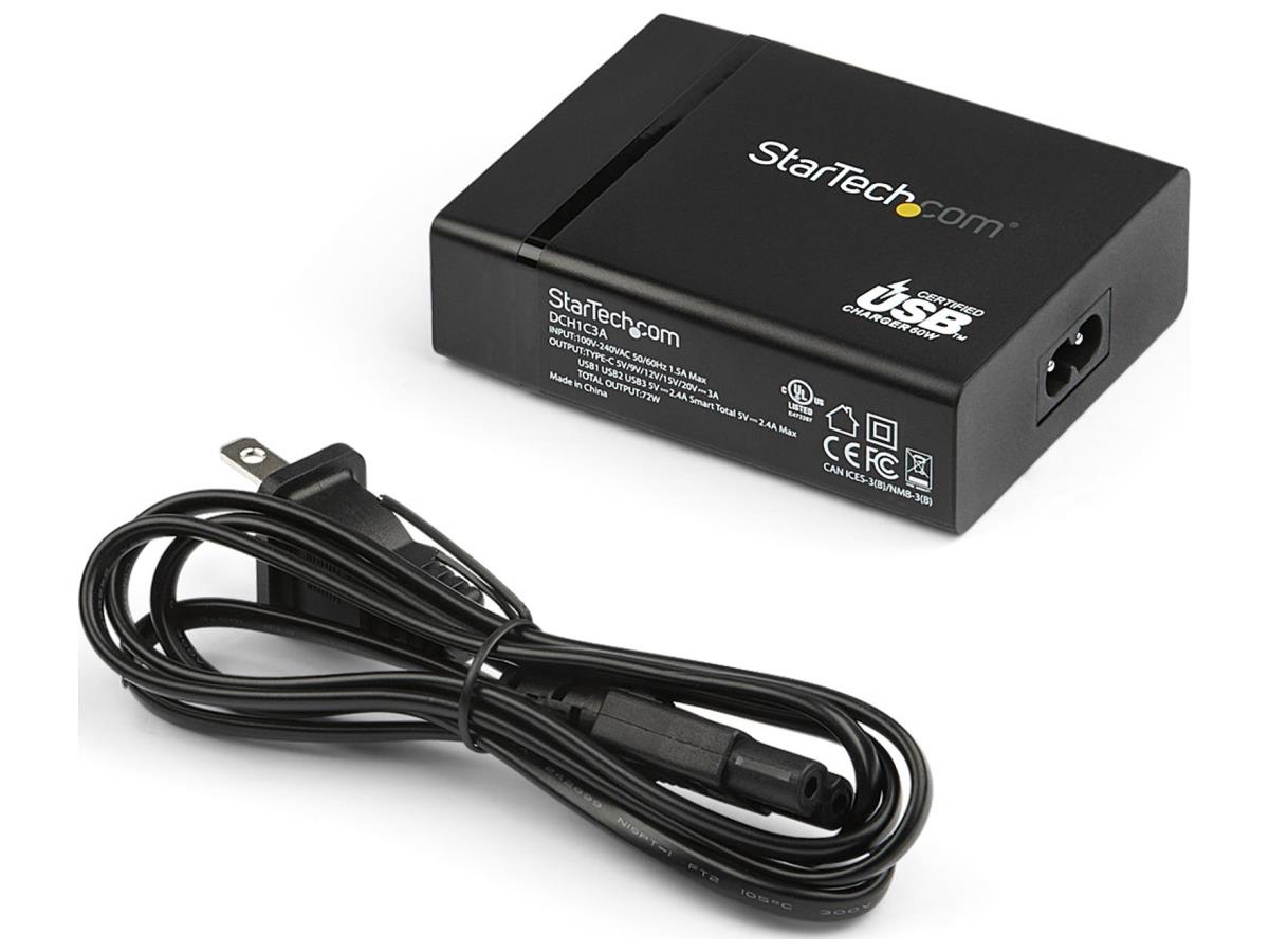 Startech.Com Usb C Laptop Charger, 60W Power Delivery, 3X Usb-A Fa