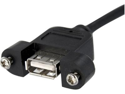 Cable USB de montaje en panel de 30 cm (A a A, hembra/hembra) - Extensión USB