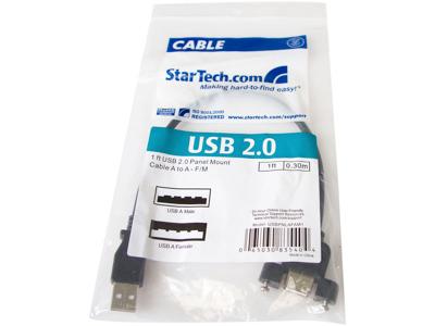 Cable USB de montaje en panel de 30 cm (A a A, hembra/hembra) - Extensión USB