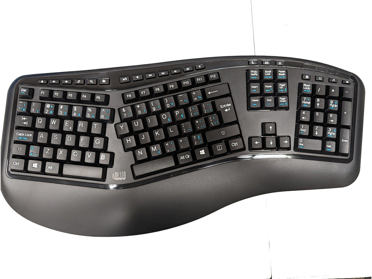 Ensemble clavier et souris laser Adesso Wrls Ergo (français canadien)