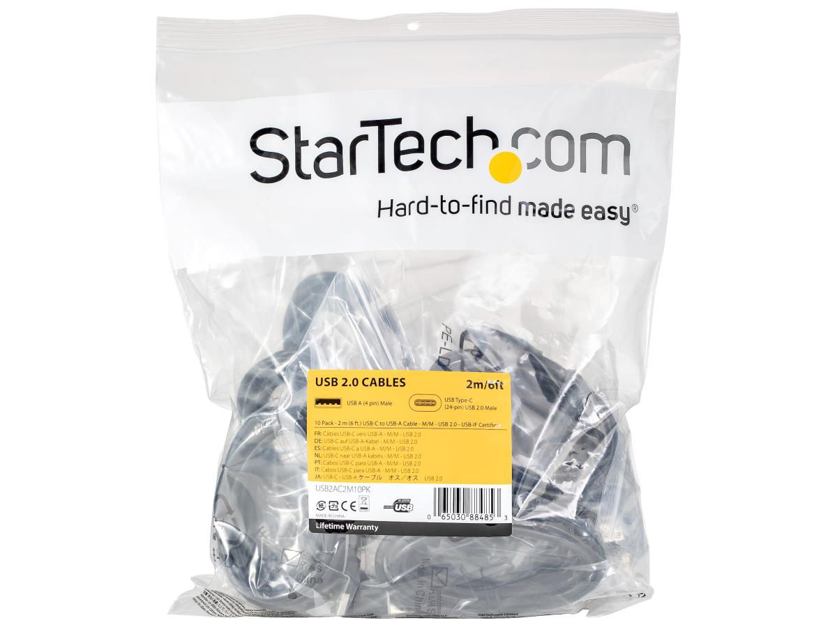 Cable USB a USB C Startech.Com - Cable USB 2.0 tipo C de 2 m (paquete de 10)