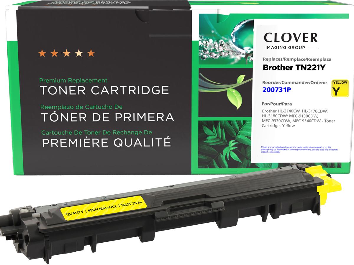 Cartouche de toner jaune reconditionnée Clover Imaging pour Brother TN221