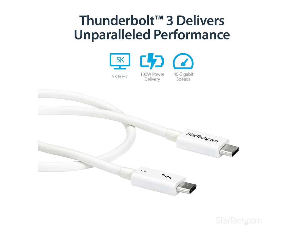 Cable Thunderbolt 3 de Startech.Com de 50 cm (1,6 pies), 40 Gbps, 100 W de potencia, 4K